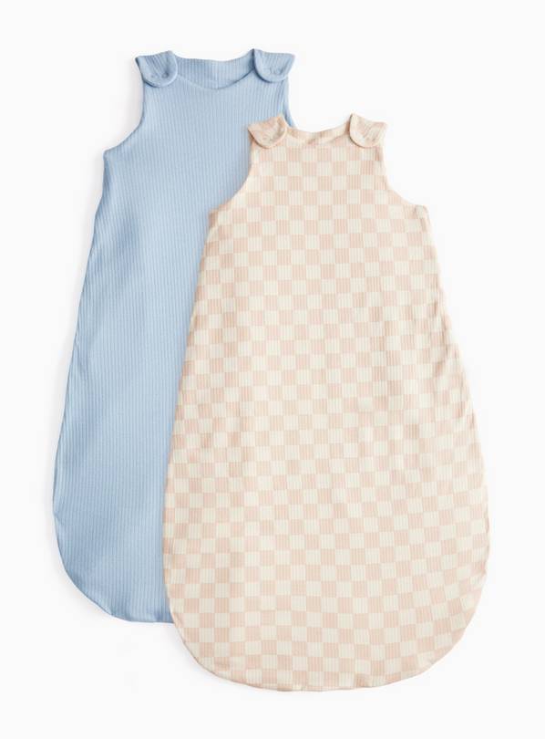Blue & Checkerboard Print 1.5 Tog Sleeping Bags 2 Pack 18-24 months